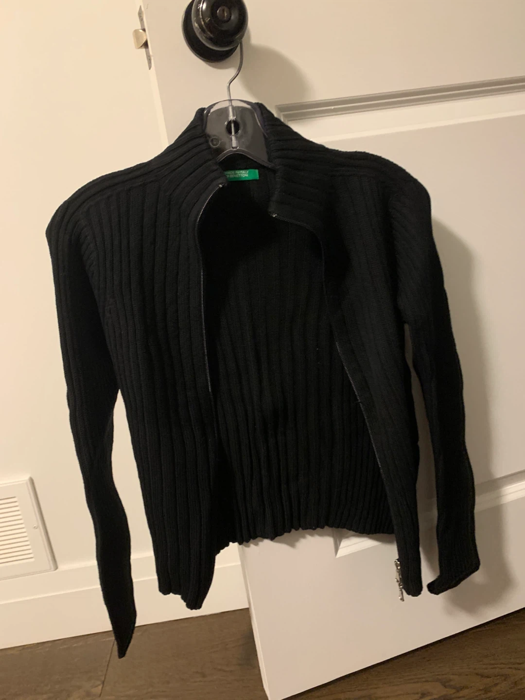 Benetton Black Zip-Up Sweater