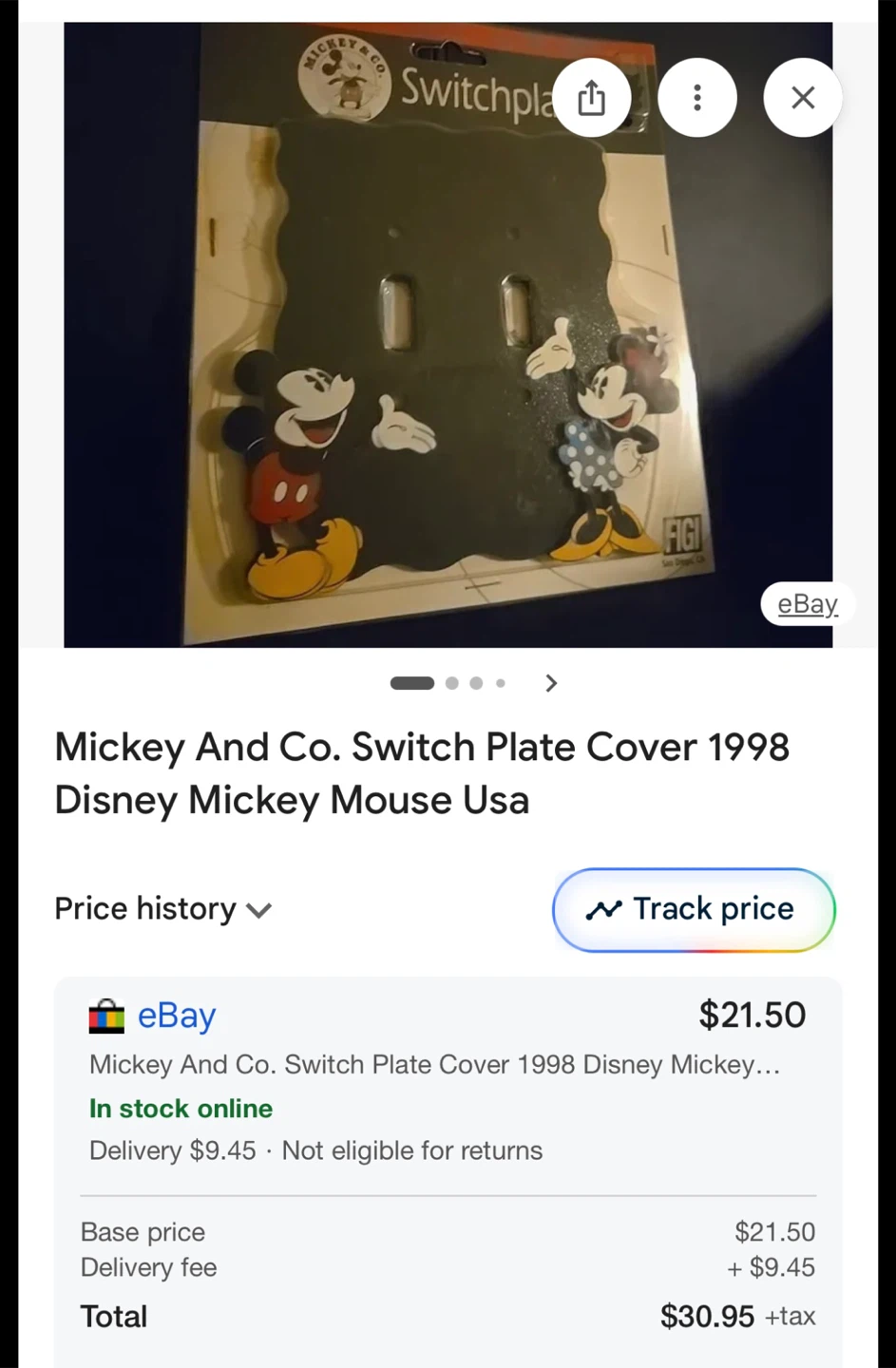 Vintage 1988 Disney Mickey & Minnie Mouse Dual-Light Switchplate - photo 3