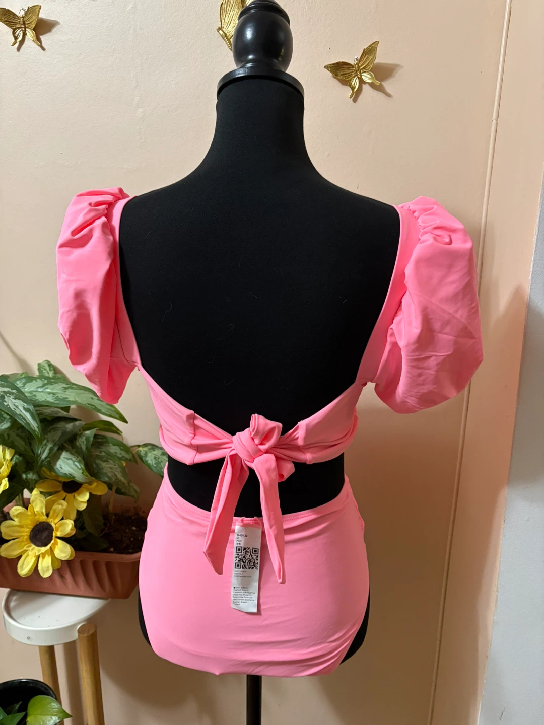Pink Puff Sleeve Bikini Set - Size M - photo 4