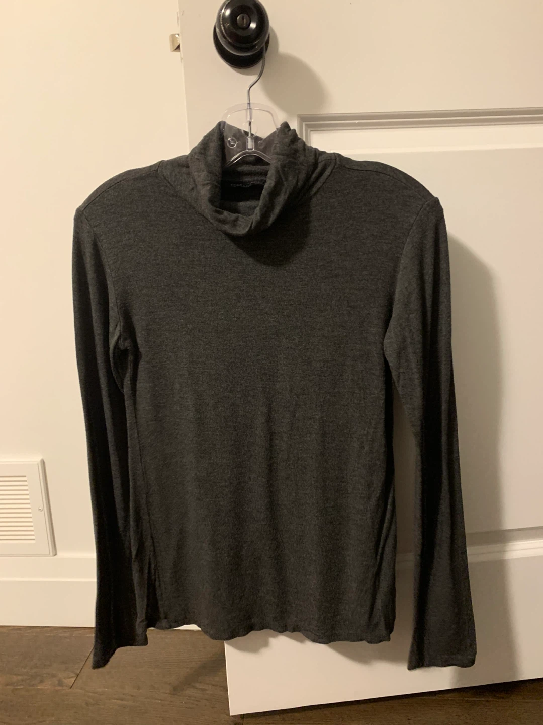 Dark Grey Turtleneck Long Sleeve Top