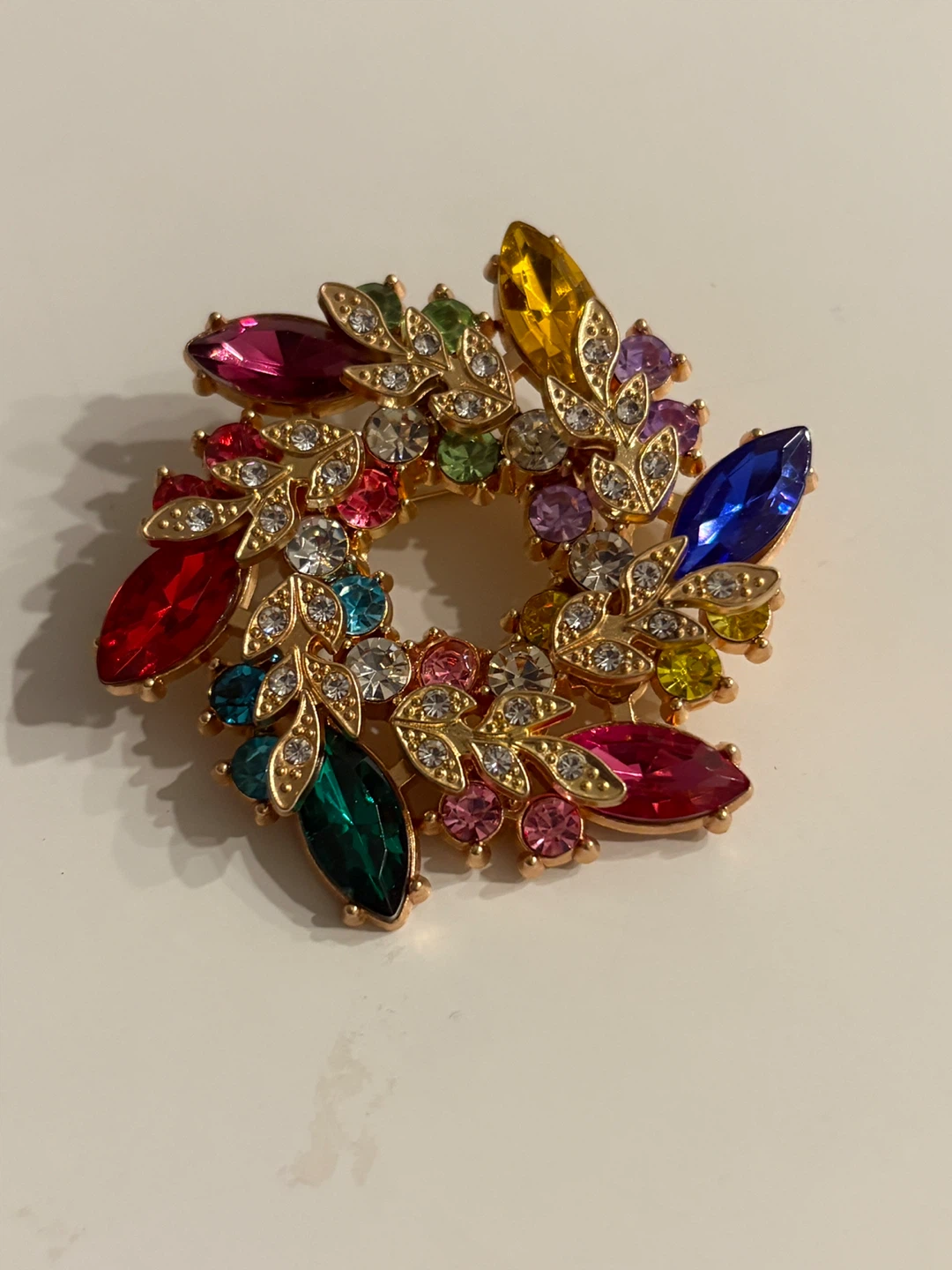 Beautiful Brooch with Assorted Coloured Gemstones