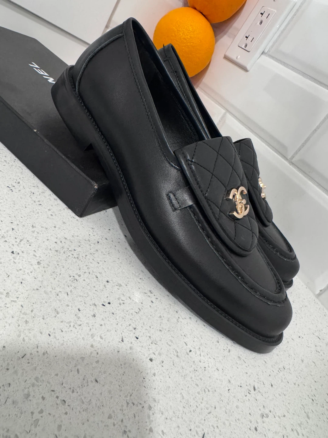 Chanel Black Quilted Loafers