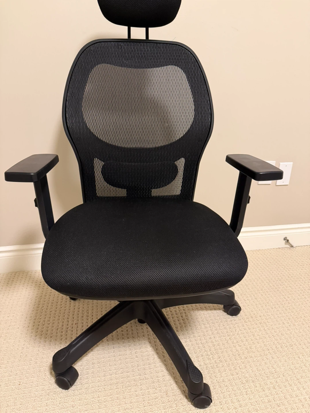 Black Ergonomic Office Chair with Headrest - photo 2