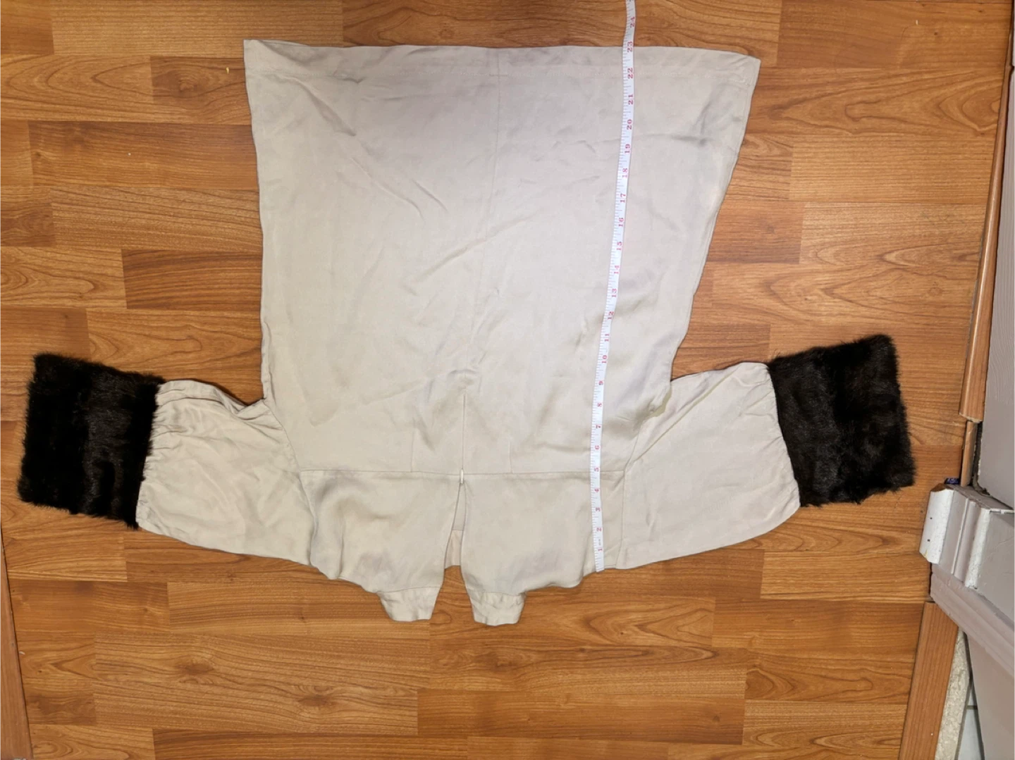 Cream Top with Dark Brown Faux Fur Cuff Detail|Zara|size S - photo 4