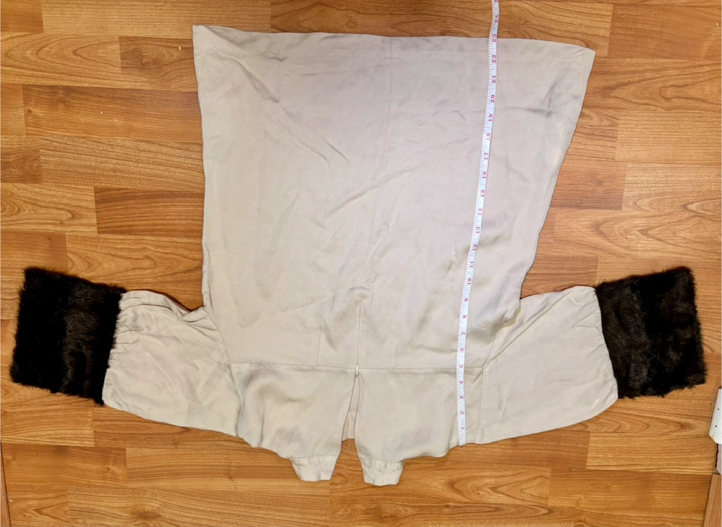 Cream Top with Dark Brown Faux Fur Cuff Detail|Zara|size S - photo 3