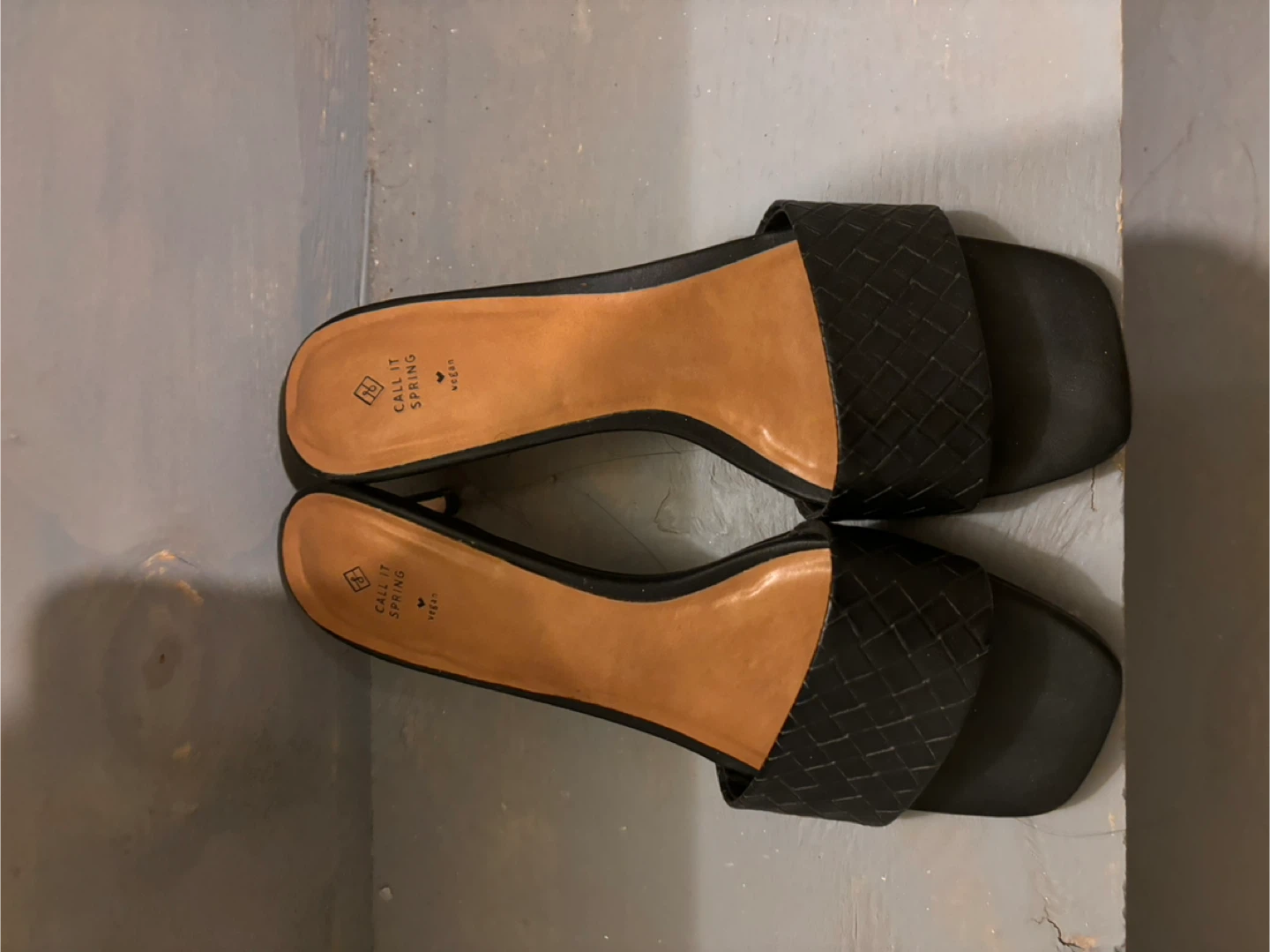 Call It Spring Black Vegan Slide Sandals