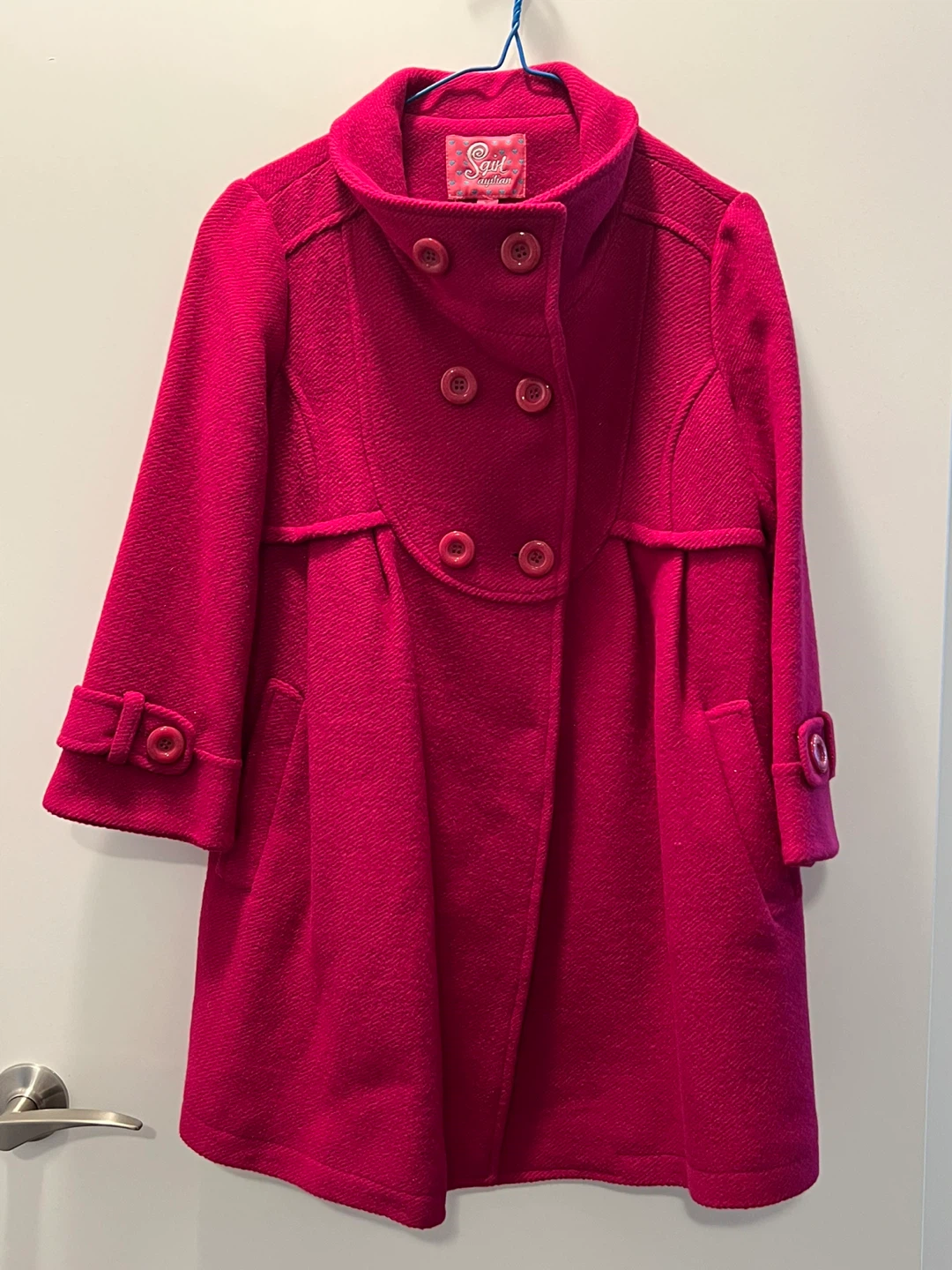 Fuchsia Pink Wool Blend Coat - Size M