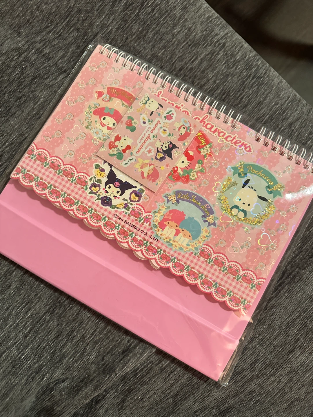Sanrio Characters Pink Spiral Notebook & Sticker Set