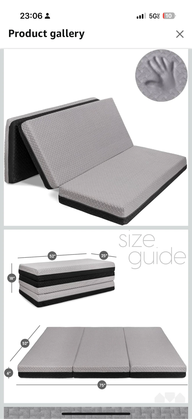 Milliard Dual Sided Tri Folding Mattress - Memory Foam,m - photo 2