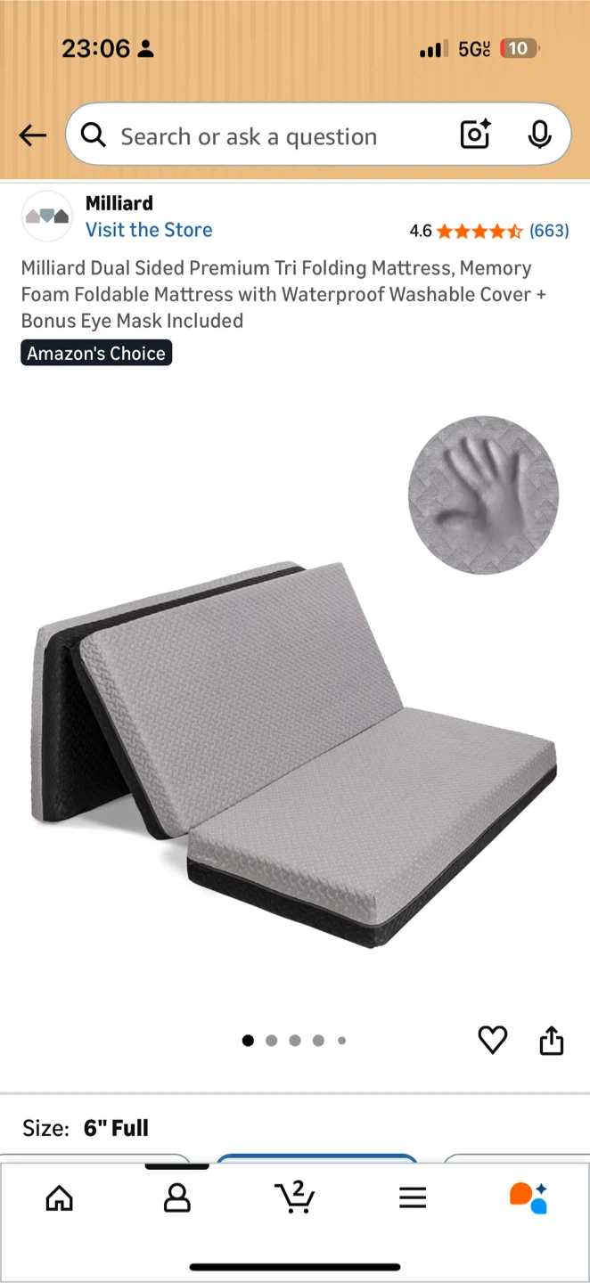Milliard Dual Sided Tri Folding Mattress - Memory Foam,m
