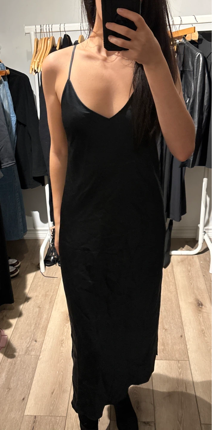 100% SILK Club Monaco Black Slip Dress