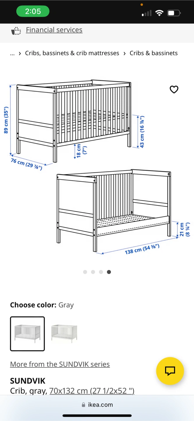 IKEA SUNDVIK Crib - Gray - photo 2