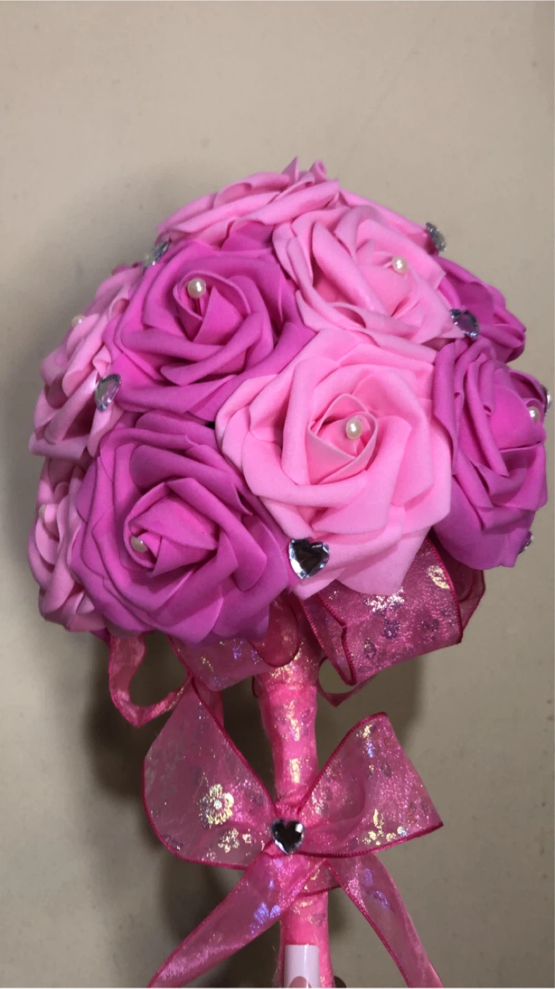 Pink  Rose Bouquet with Pearls and Gems
