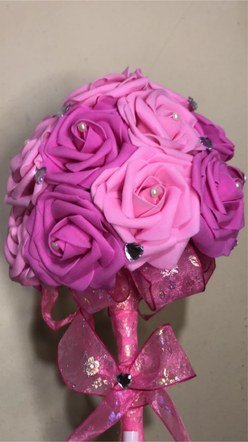 Pink  Rose Bouquet with Pearls and Gems - photo 2