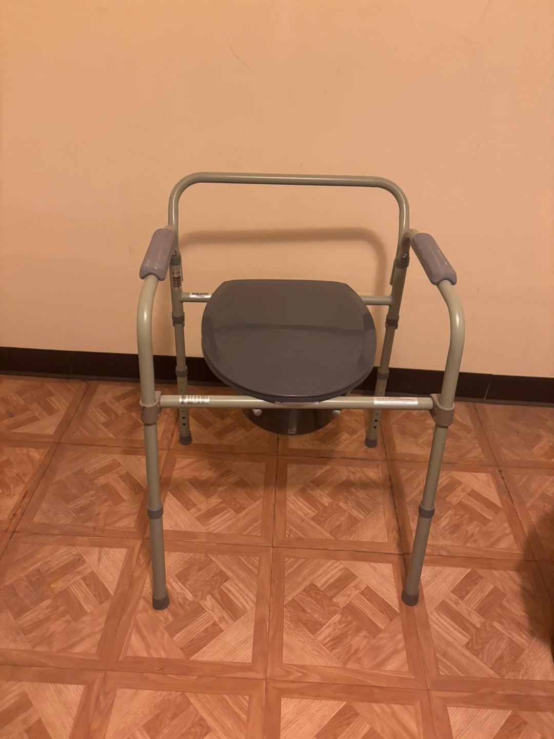 Gray Commode Toilet Chair with Bucket