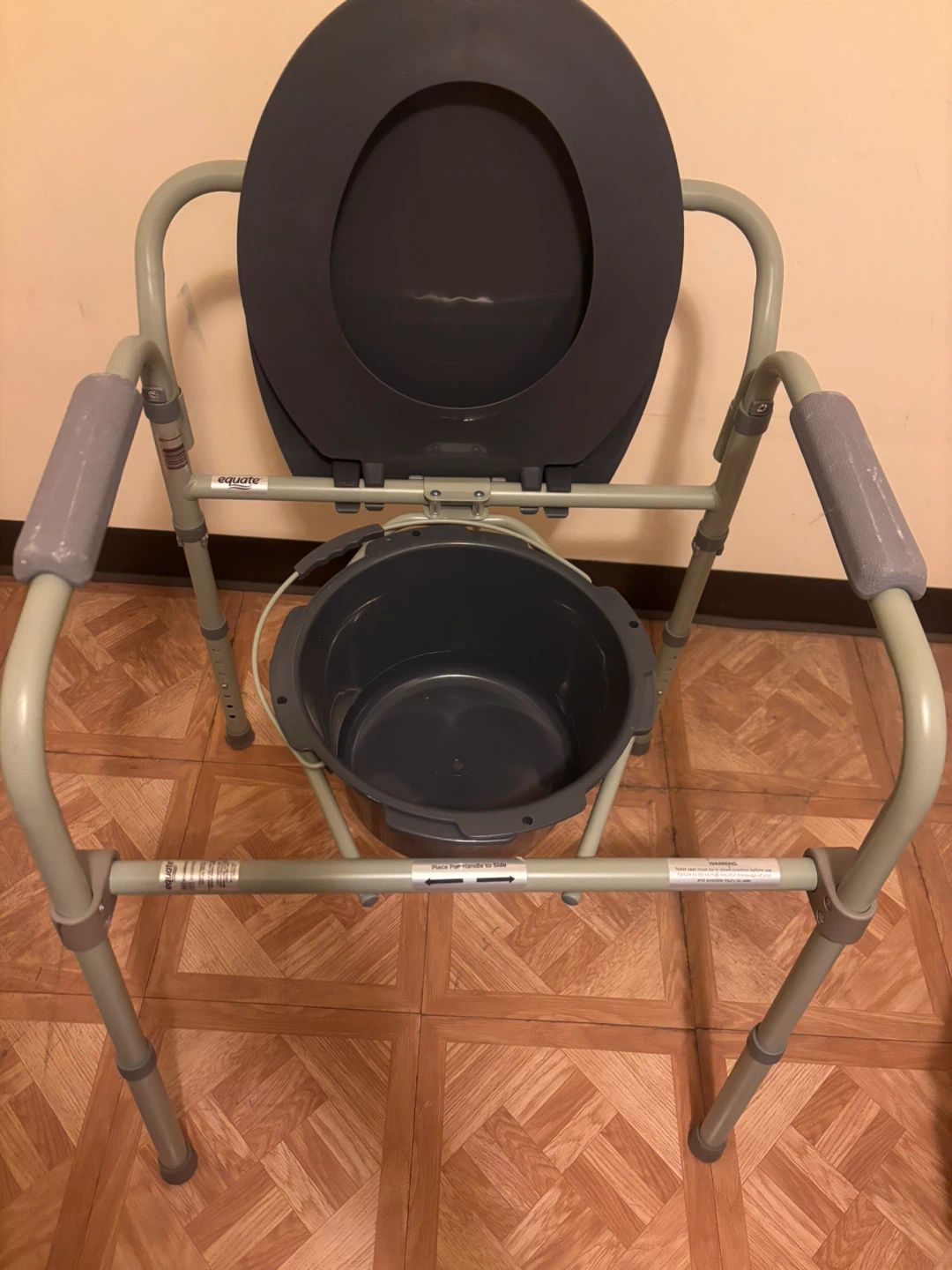 Gray Commode Toilet Chair with Bucket - photo 2