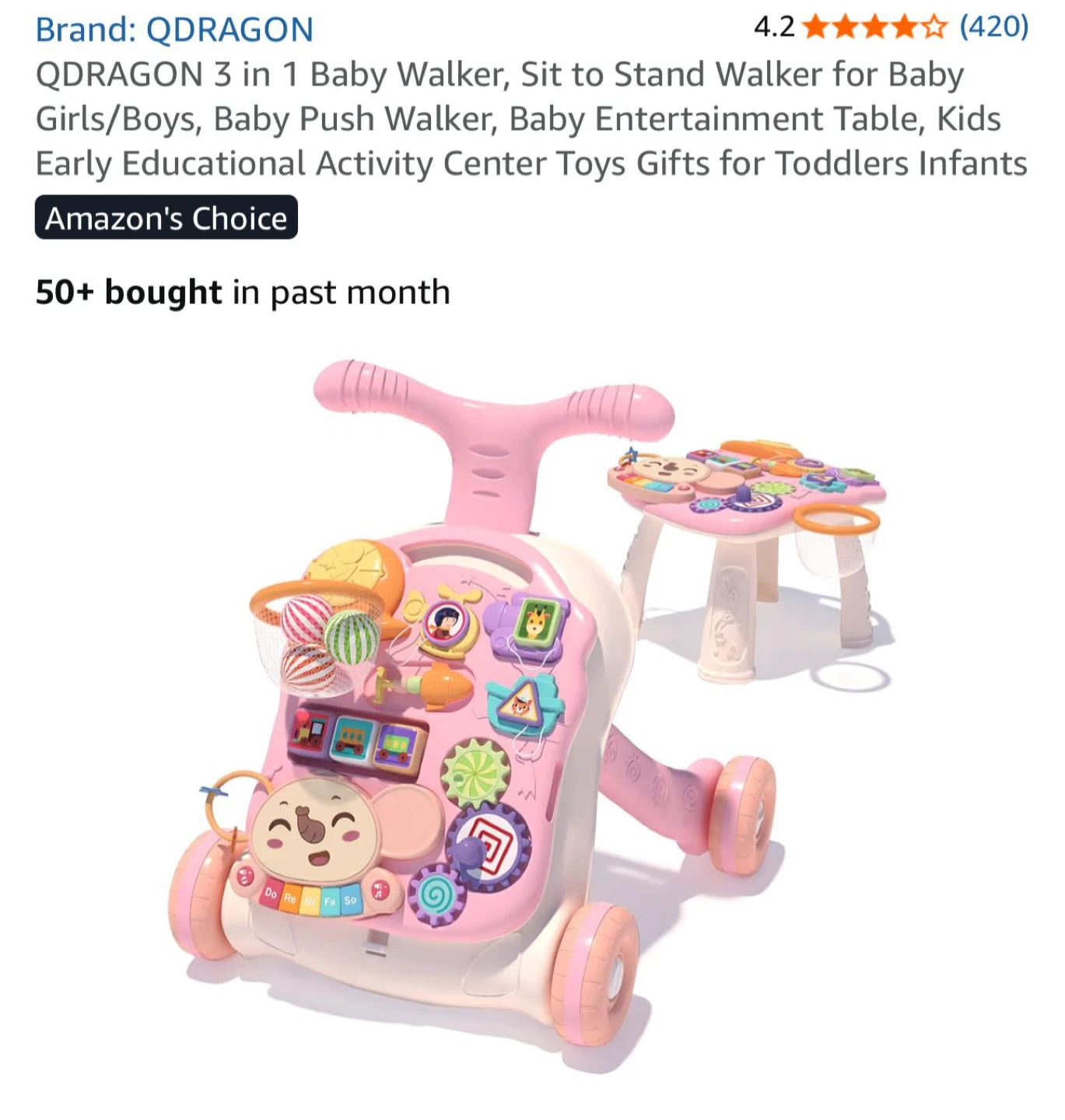 QDRAGON Musical Stroller Educational Baby Walker