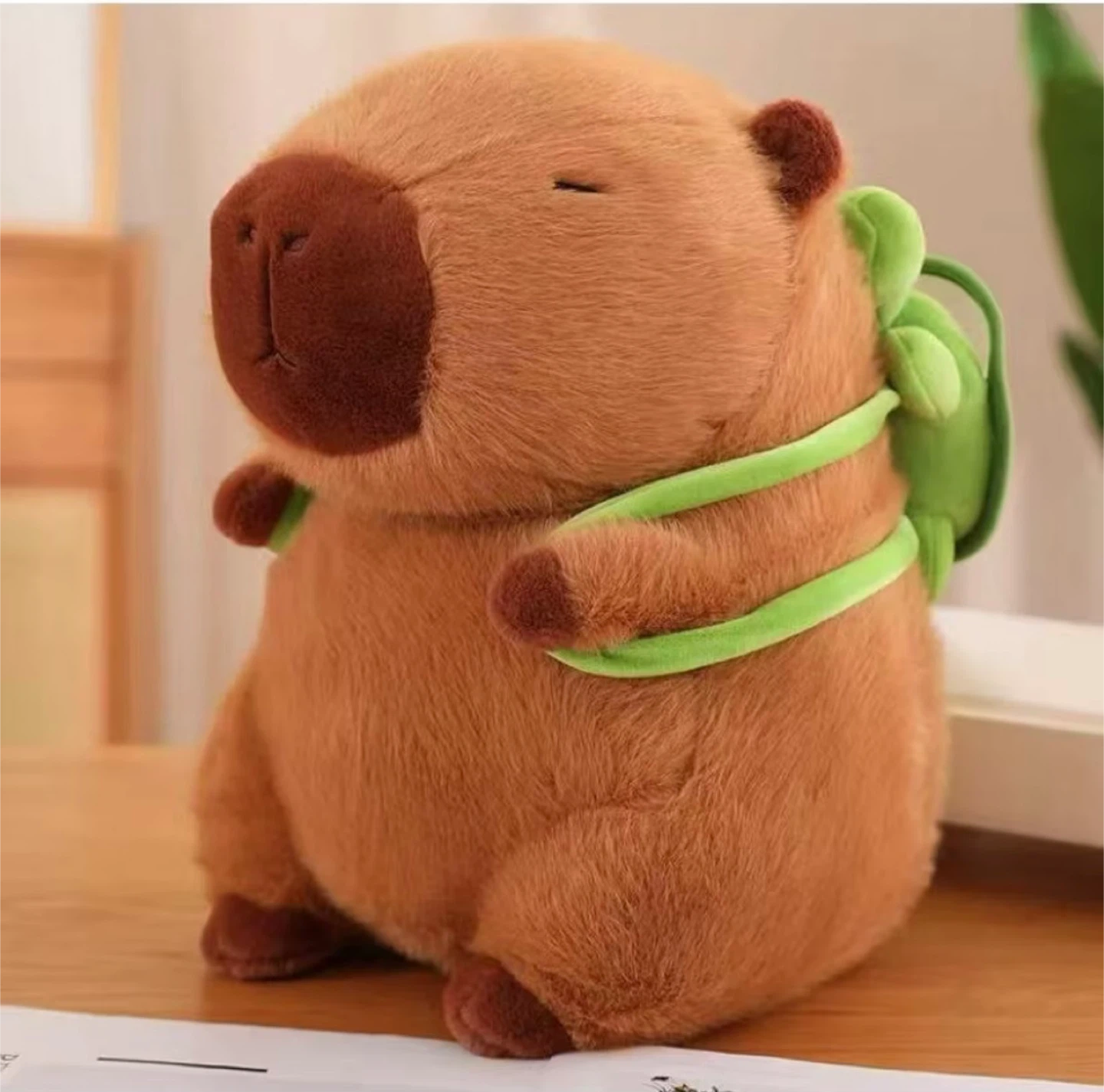 Capybara Plush with Green Backpack