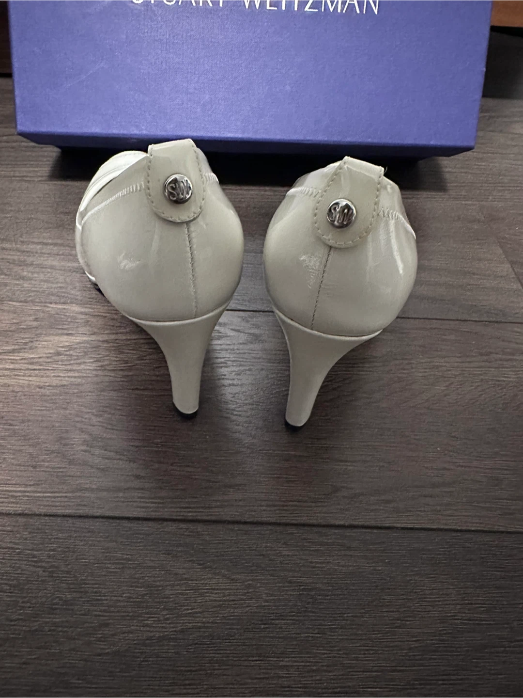 Stuart Weitzman White Patent Leather Peep-Toe Heels size 4 - photo 3