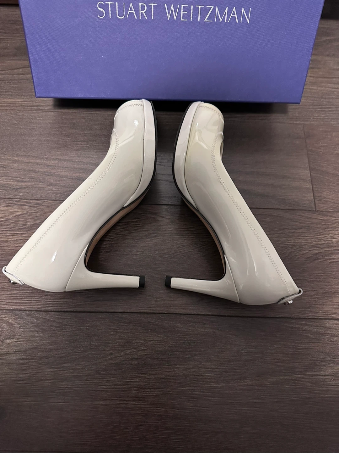 Stuart Weitzman White Patent Leather Peep-Toe Heels size 4 - photo 4