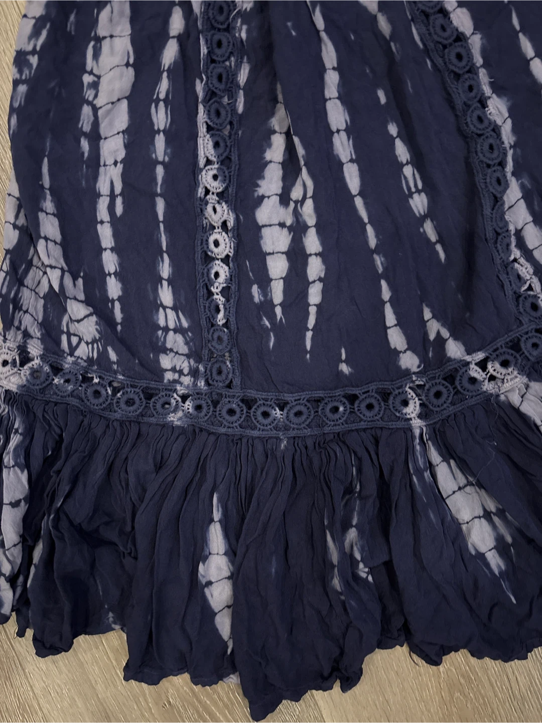 Blue Tie-Dye Sundress with Crochet Trim - photo 2