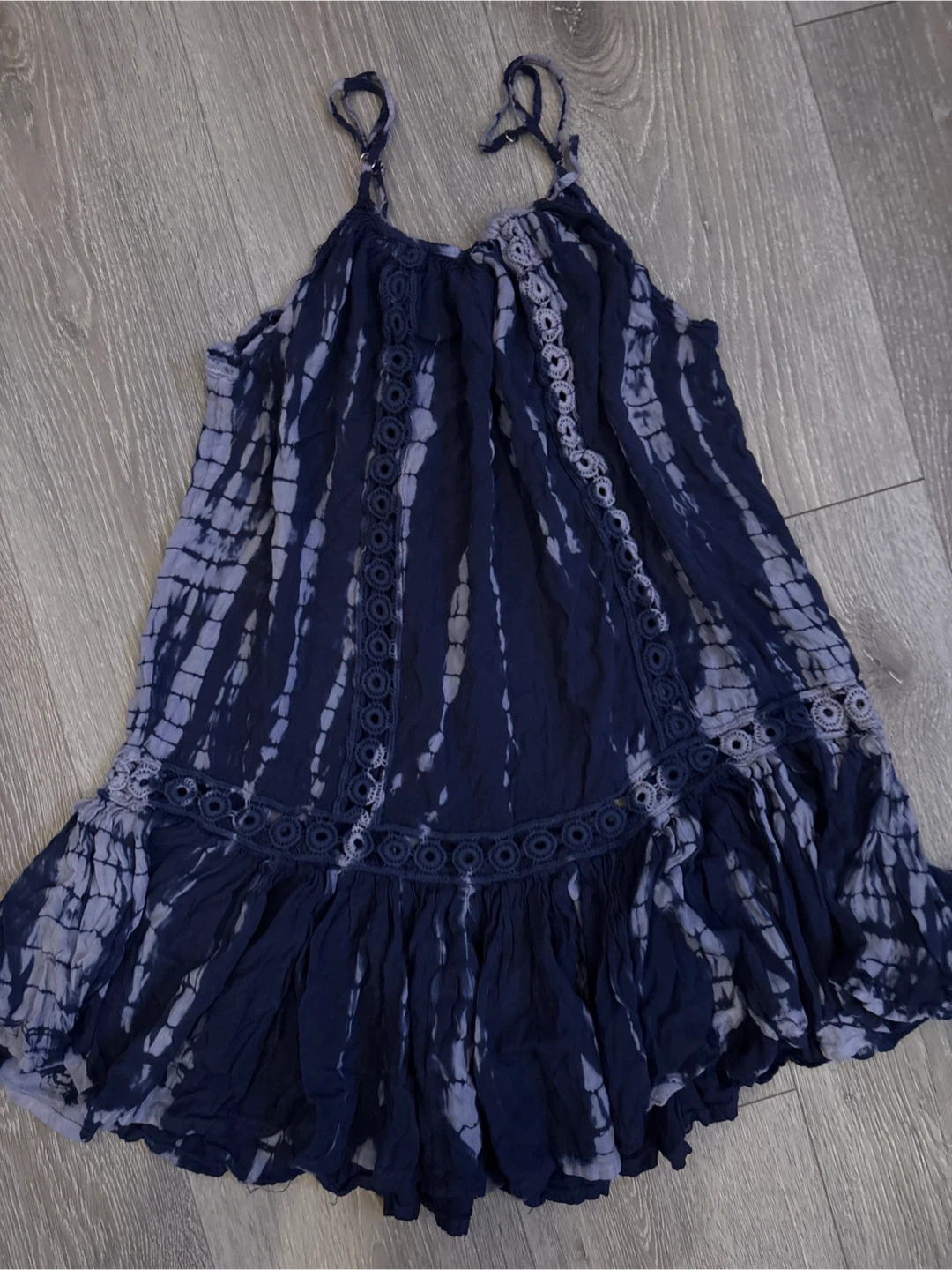 Blue Tie-Dye Sundress with Crochet Trim - photo 4