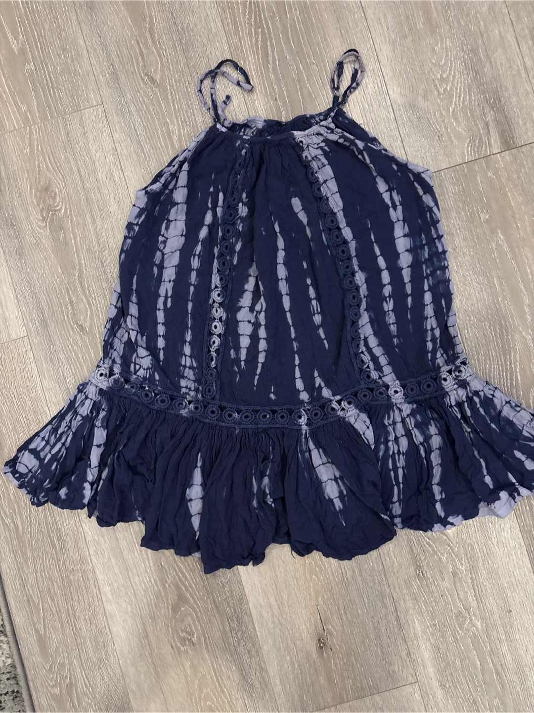 Blue Tie-Dye Sundress with Crochet Trim - photo 3