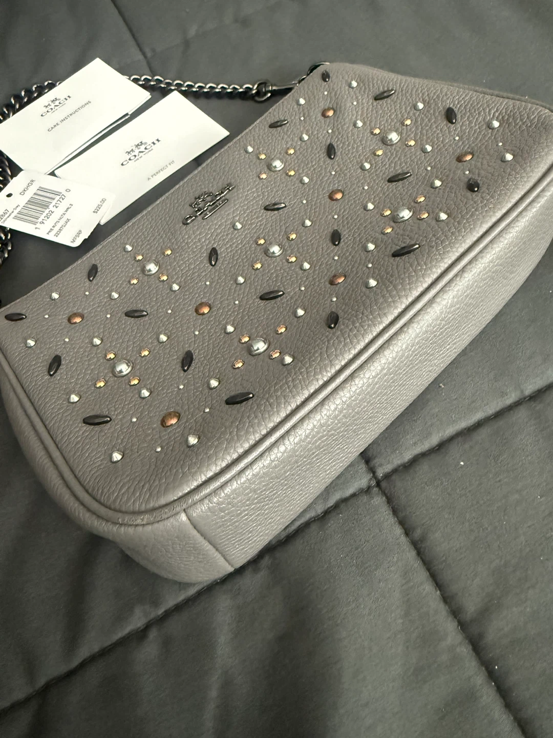 Coach Grey Studded Clutch/Crossbody Bag