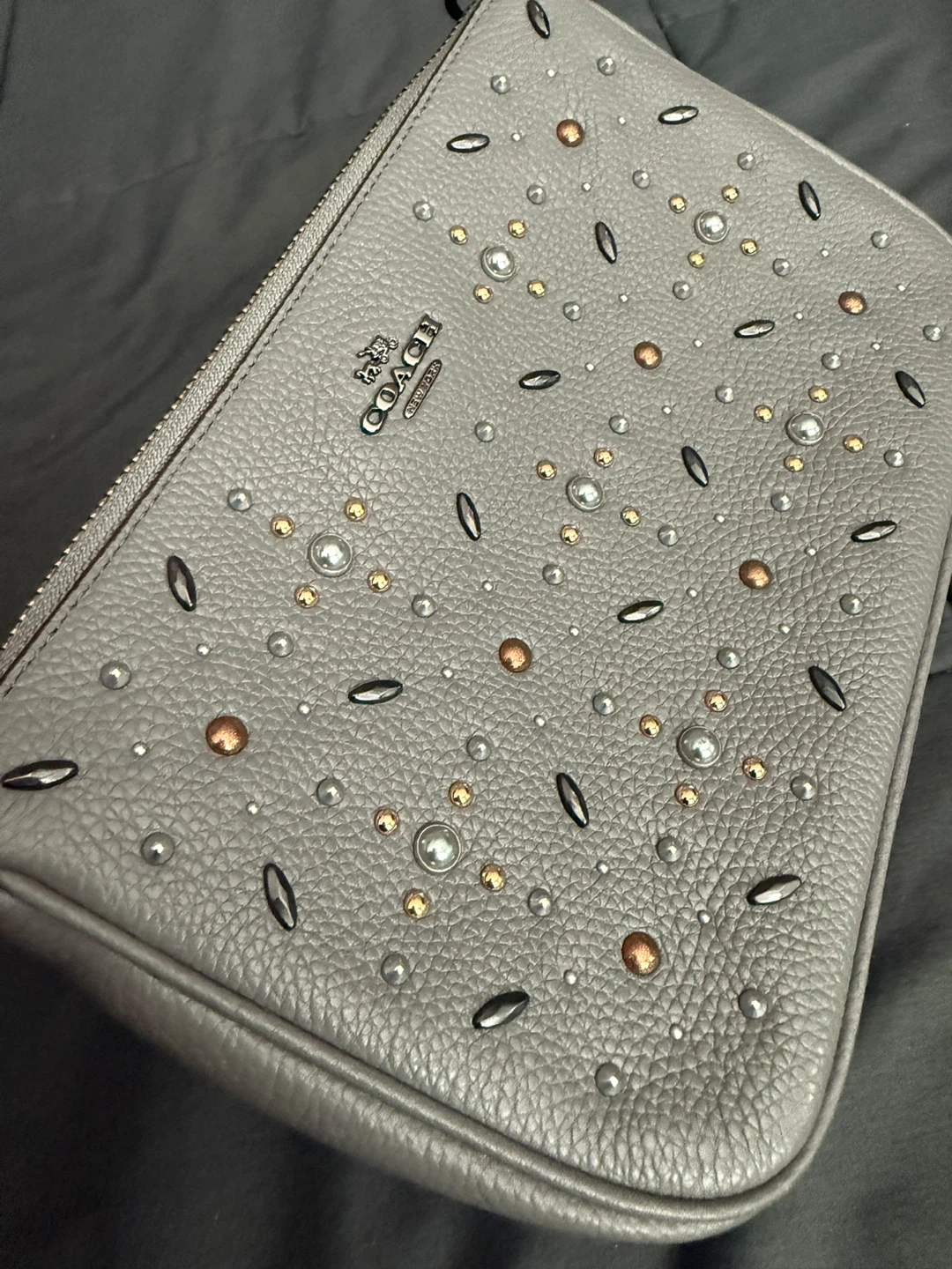 Coach Grey Studded Clutch/Crossbody Bag - photo 3