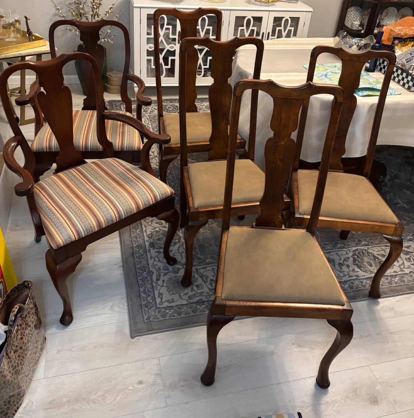Set of 6 Antique Wooden Dining Chairs