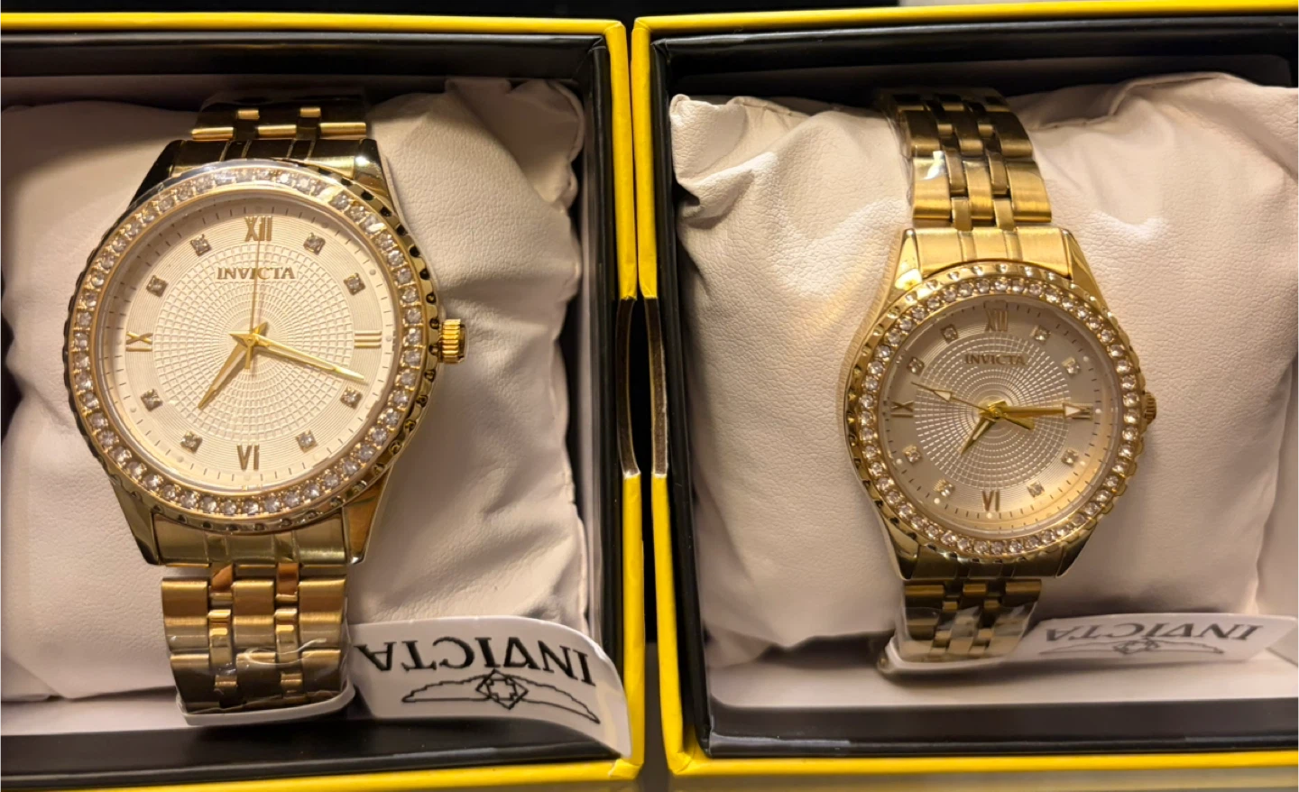 Invicta Gold Tone Diamond Accent Watches HIS&HERS (2)