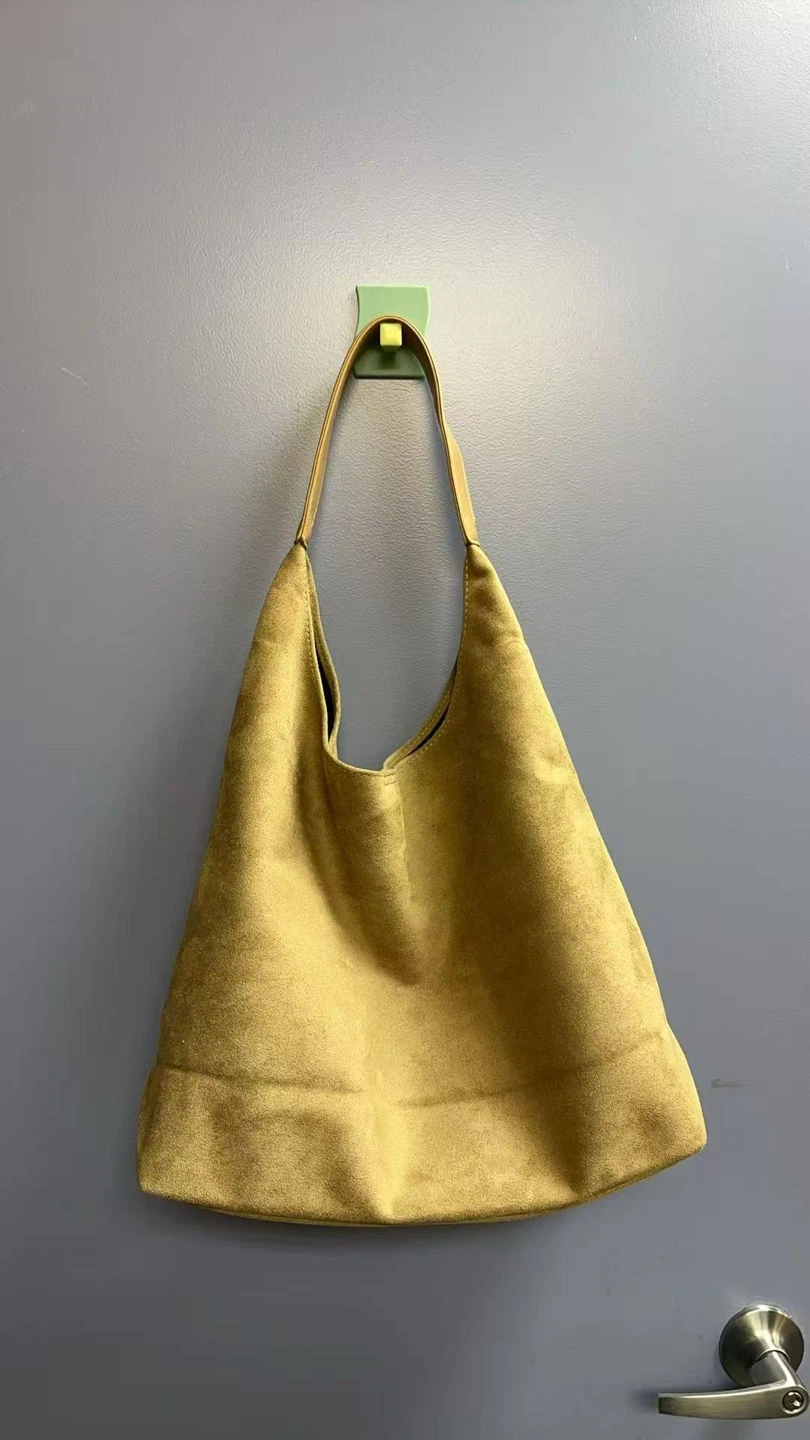 Tan Suede Hobo Bag with Matching Pouch