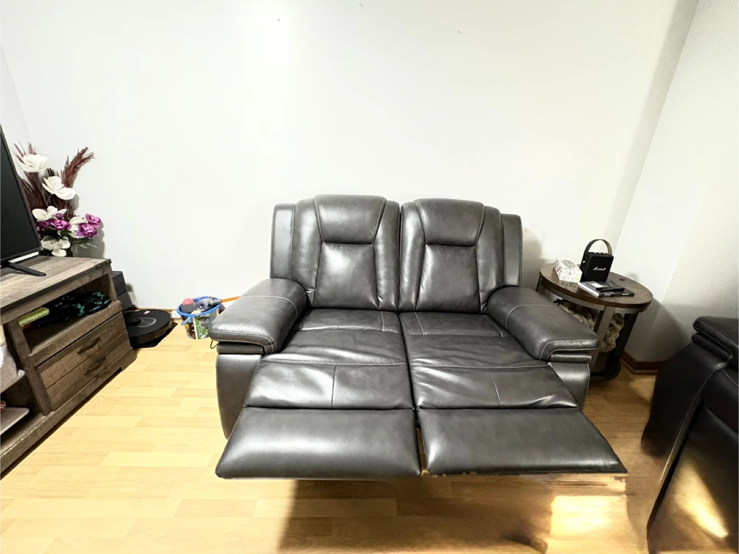 Grey Double Power Recliner Sofa