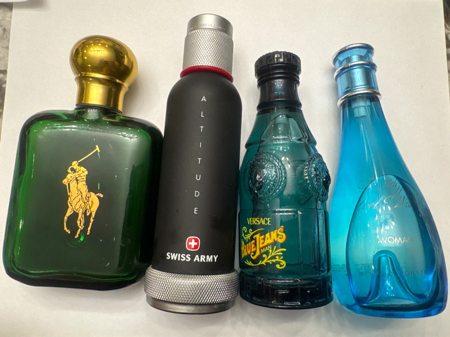 Assorted Perfumes: Polo, Swiss Army, Versace, Woman