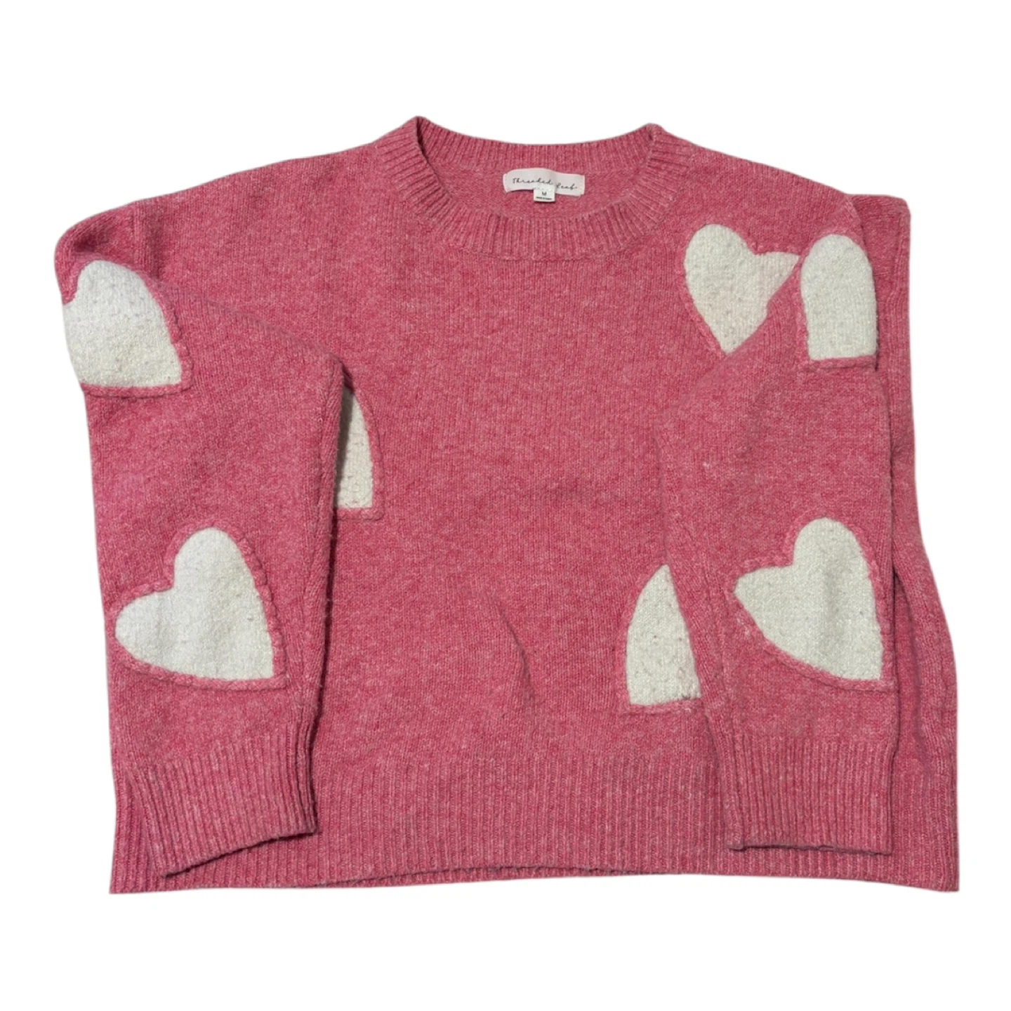 Thread & Flourish Pink Heart Sweater - Medium - photo 2