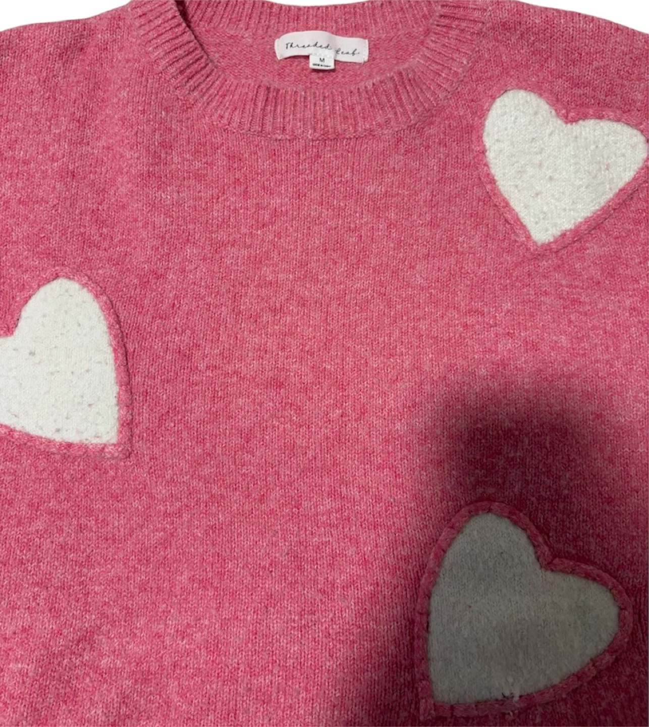 Thread & Flourish Pink Heart Sweater - Medium - photo 4