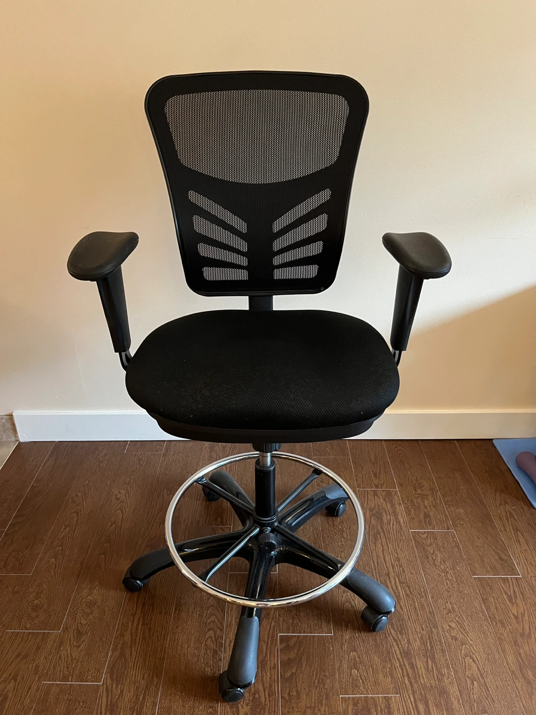 Black Mesh Adjustable Office Stool Chair