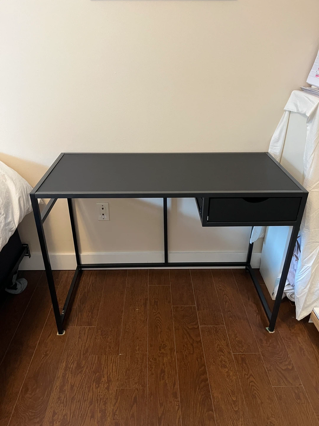 Black Metal Desk with Drawer