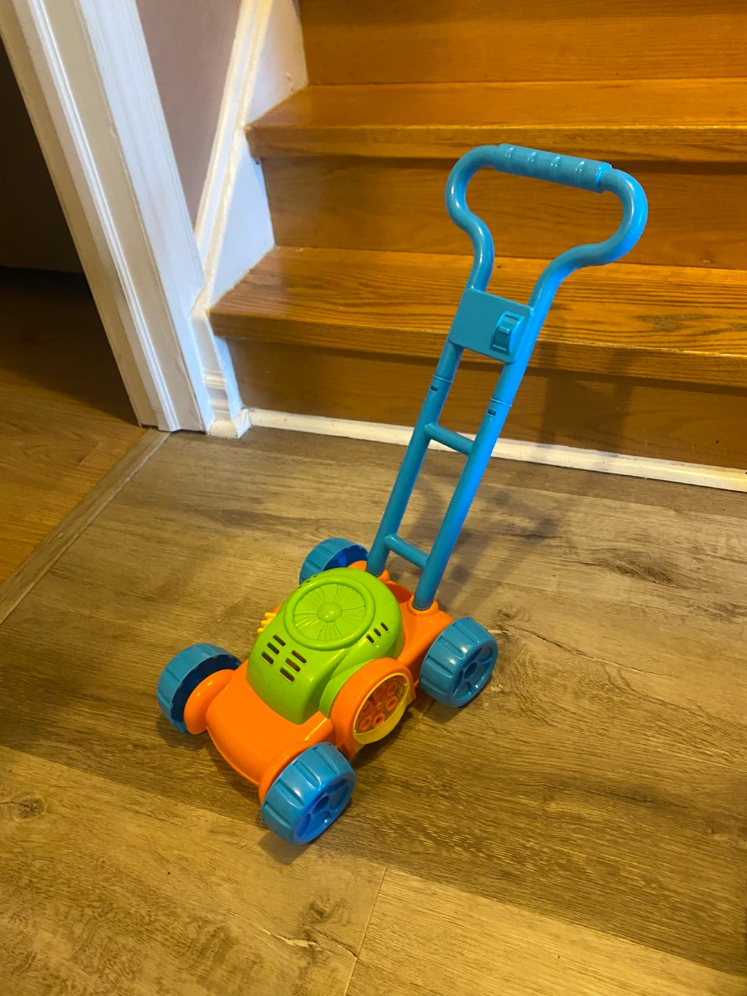 Bubble blower lawn mower toy
