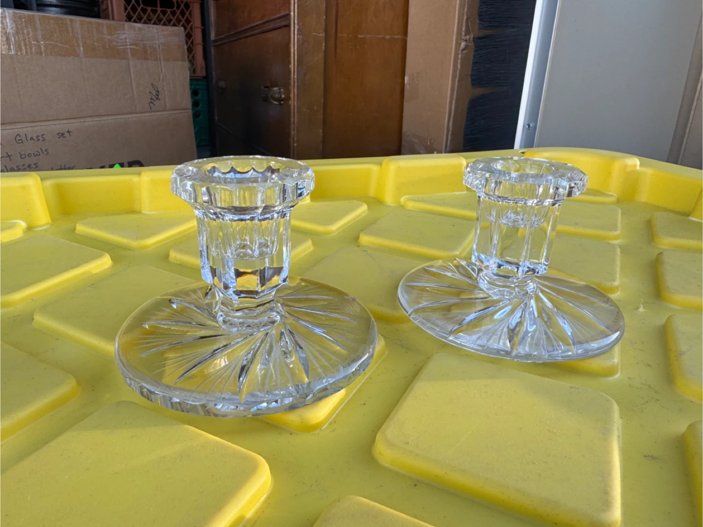 Pinwheel crystal Candlestick Holders (Set of 2)
