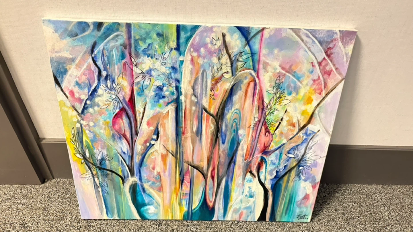 Abstract Floral Landscape Canvas Painting - photo 2