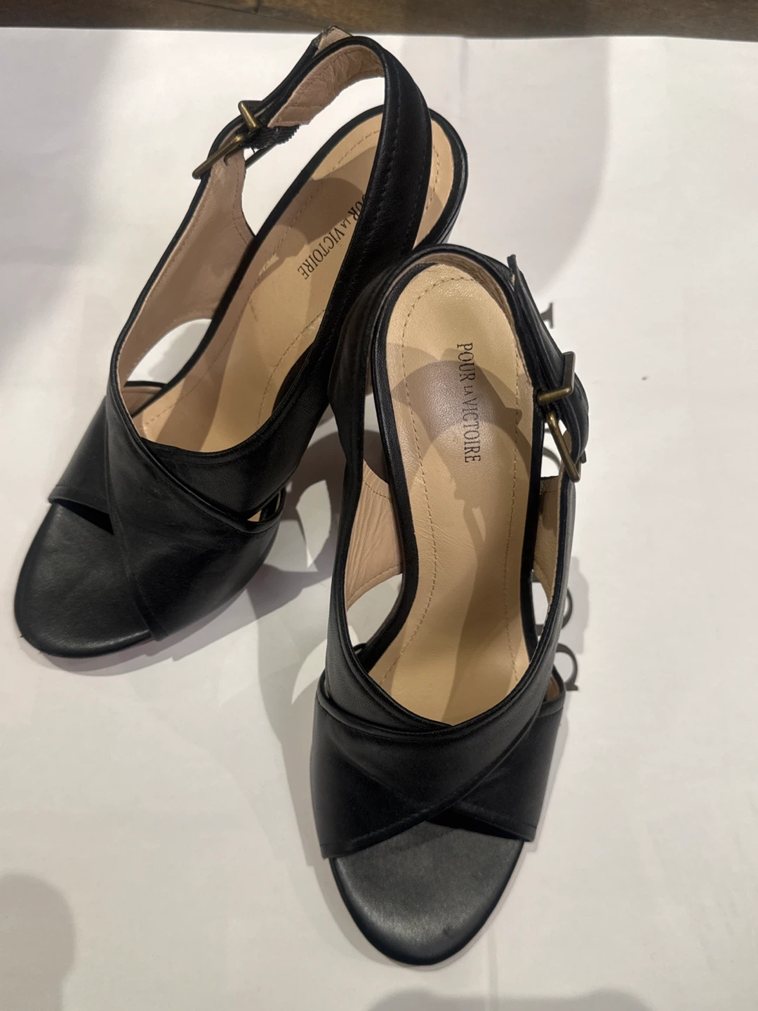 Pour La Victoire Black Slingback Heels