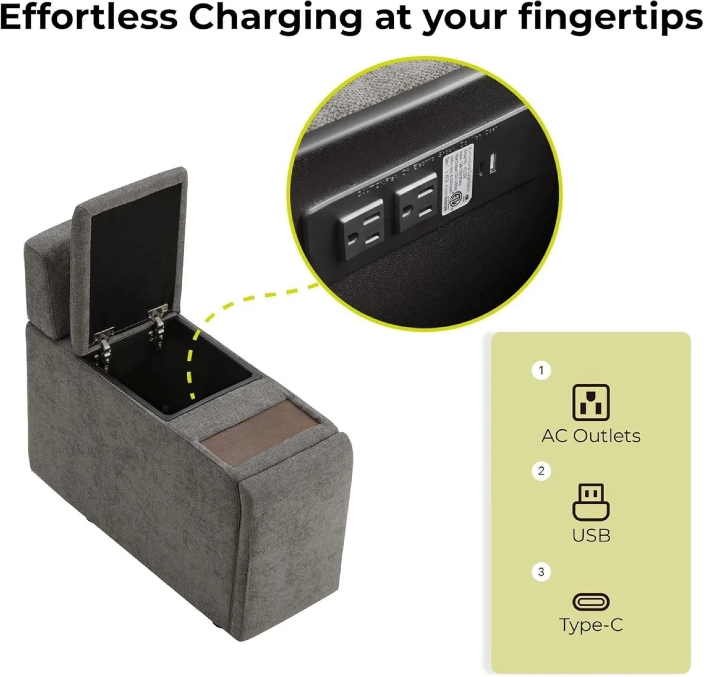 Grey Fabric Console with Built-in Charging - CHITA - photo 4