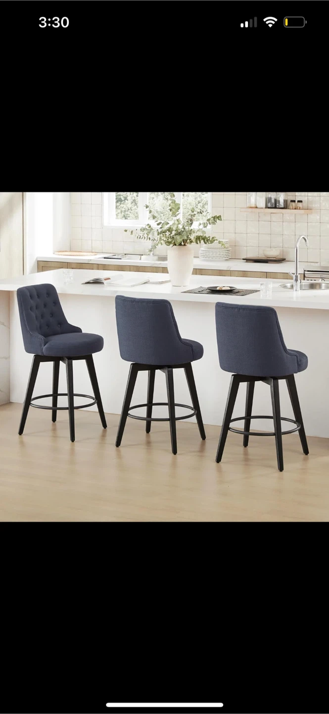 2 pcs- Dark Blue Tufted Swivel Counter Height Bar Stool - photo 4