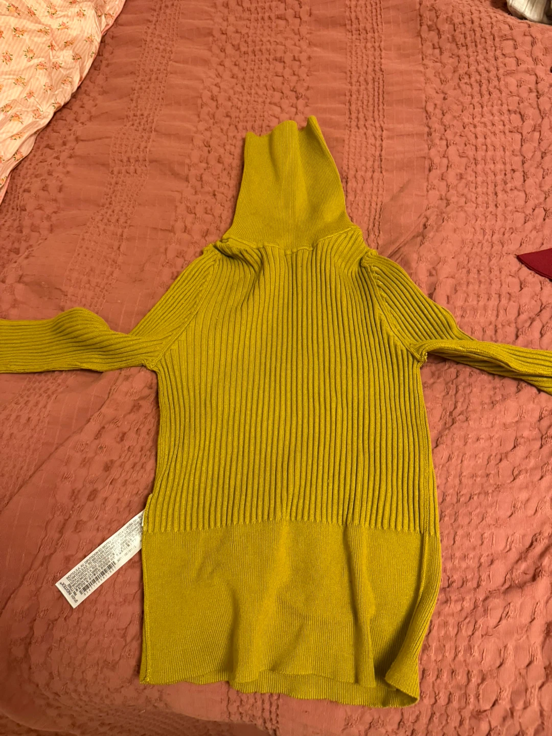 Zara Mustard Yellow Ribbed Turtleneck Sweater - Size S