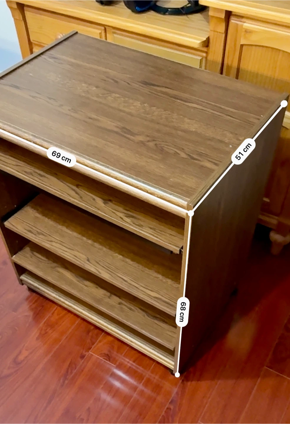 Wood Media Console Stand with Shelves and Wheels - photo 5