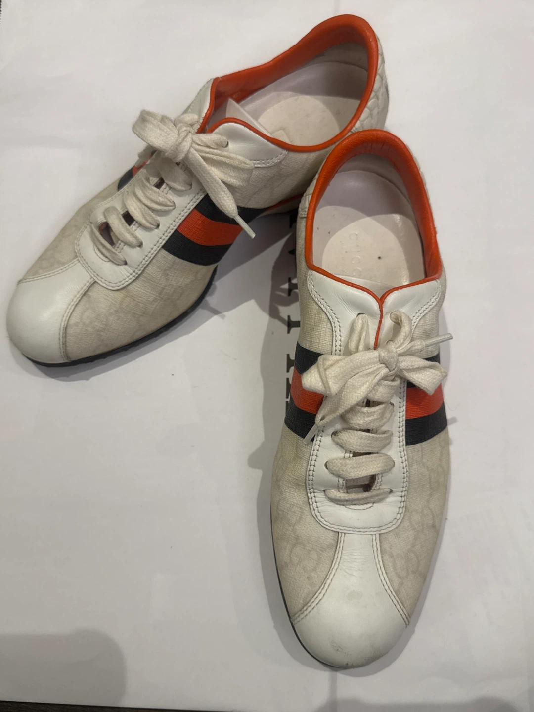 Gucci Ace Sneakers White/Orange Size 37