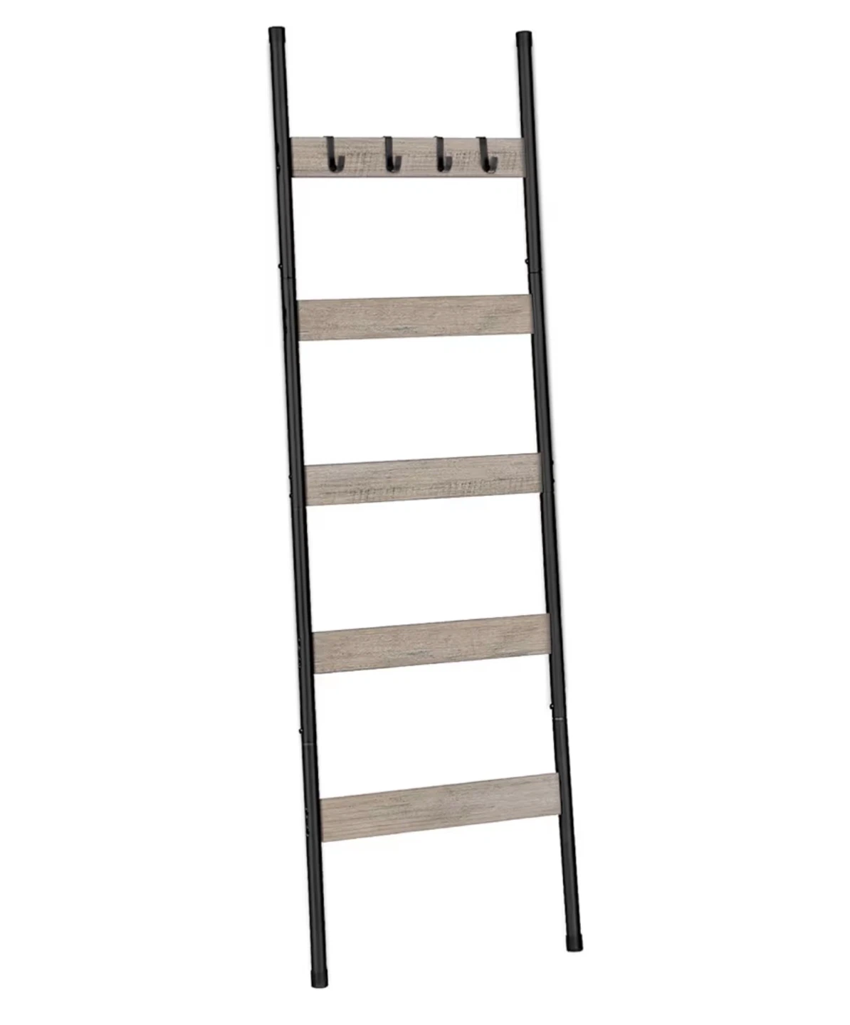 NEW-Ladder Shelf with 5 Shelves and 4 Hooks