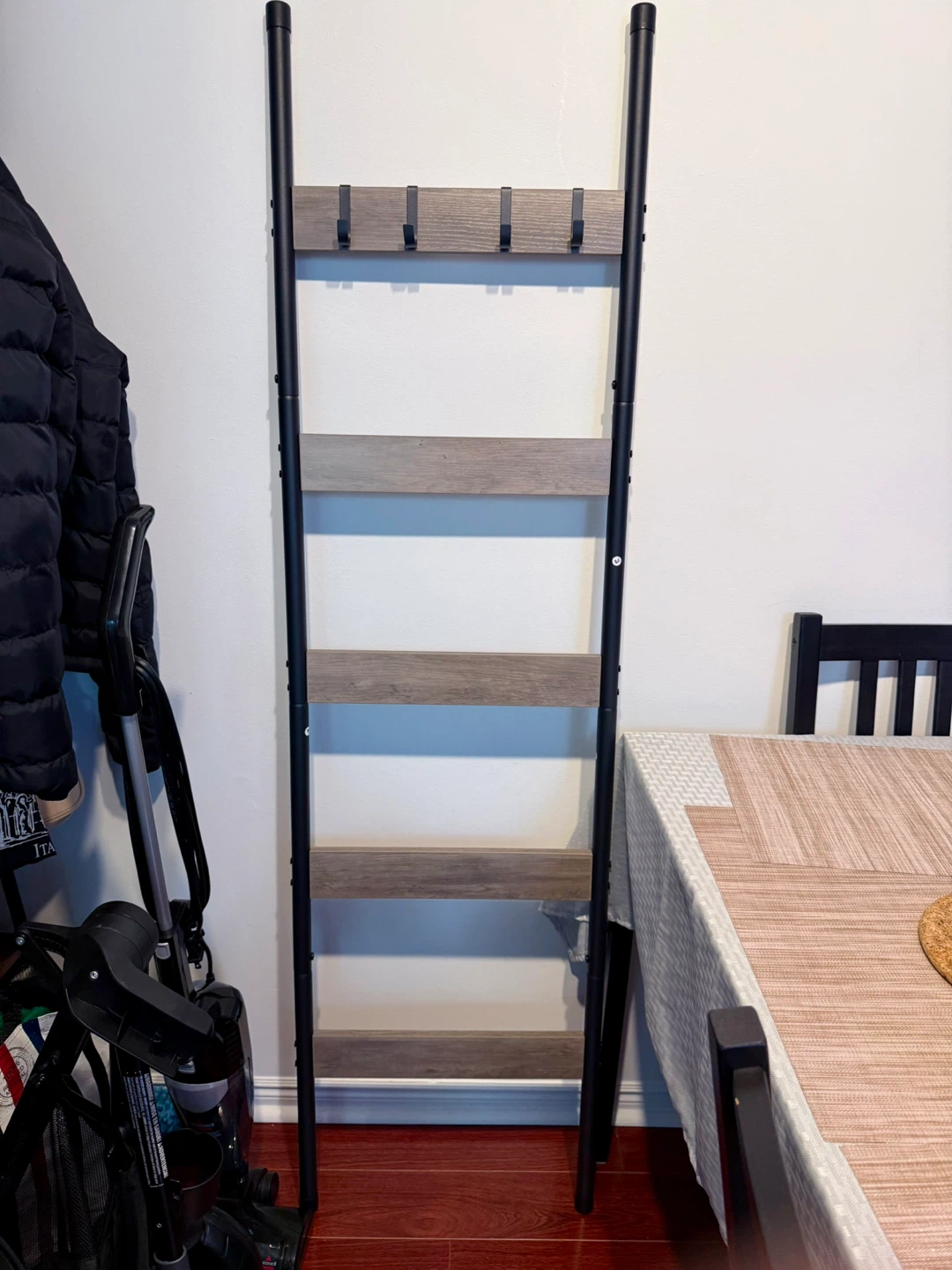 NEW-Ladder Shelf with 5 Shelves and 4 Hooks - photo 5