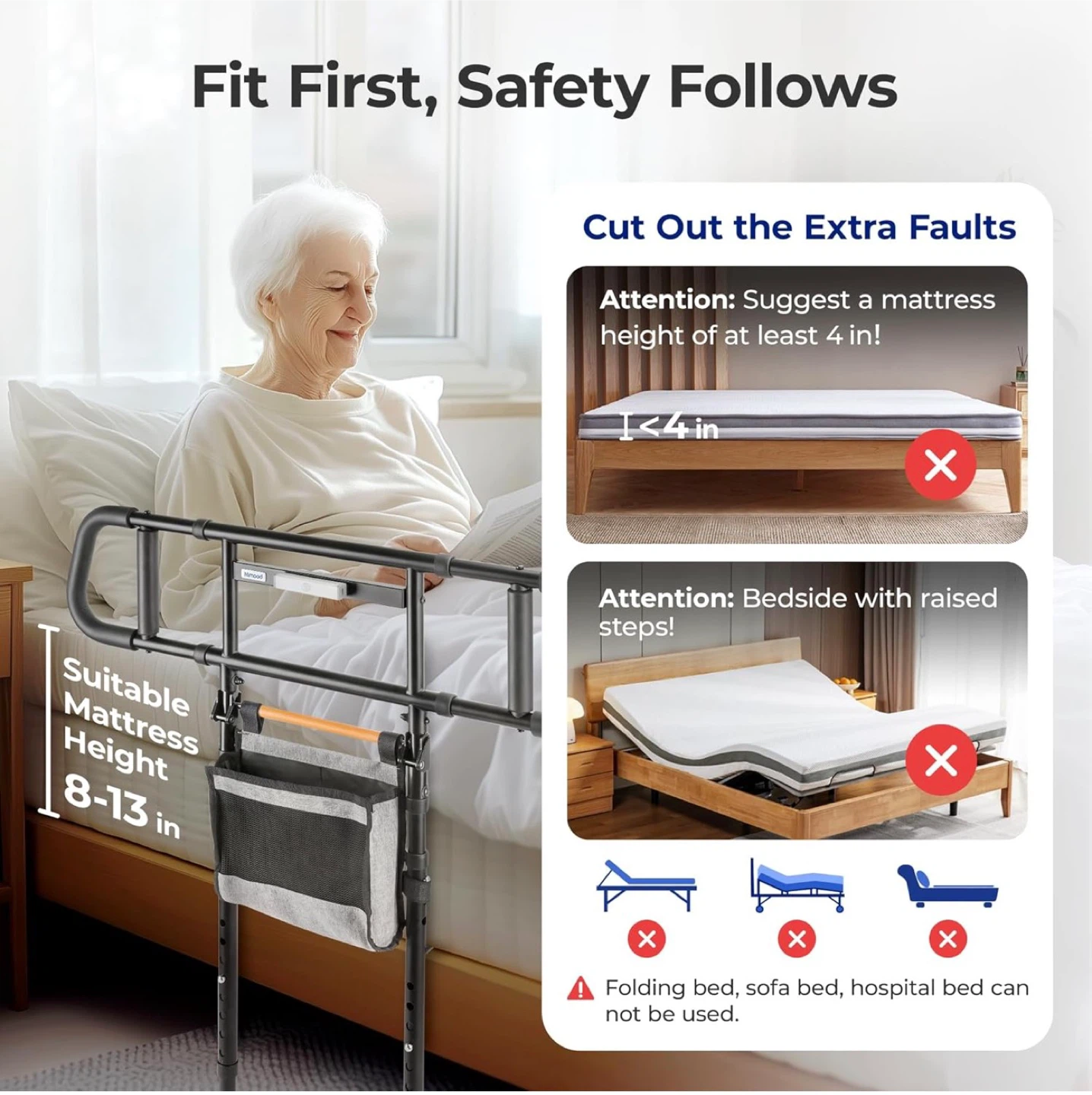 Nimood Bed Rails with Motion Light - Brand New in Box - photo 5